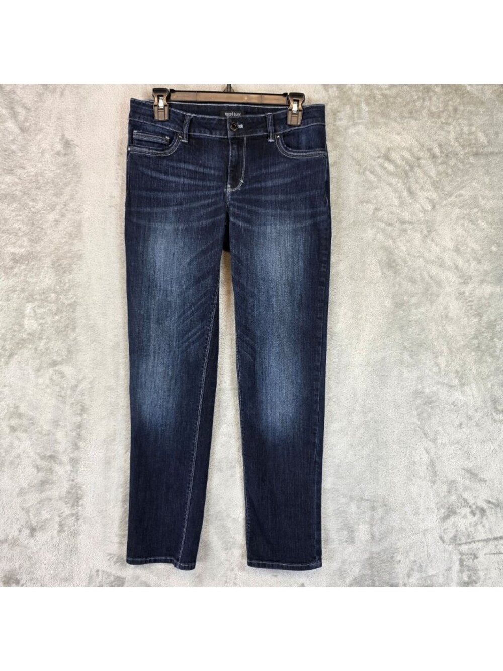 White House Black Market Straight Crop Jeans Womens 4 Dark Blue Stretch Denim